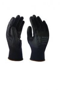 PU tenyérmártott műszerészkesztyű - 8-as, Fekete